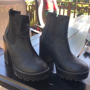 Black chunky platform ankle boots